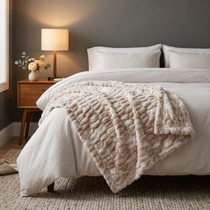 Coperta di pelliccia pesante e morbida <span class=keywords><strong>a</strong></span> doppio strato di lusso con pelliccia sintetica di coniglio finta coperta per l'inverno - Product Image 2