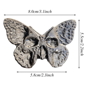 Grosir alami dipoles kupu-kupu kristal ukiran penyembuhan perak batu Obsidian permata tengkorak ukiran ornamen untuk dekorasi - Product Image 6