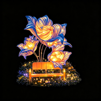Ensemble de lanternes géantes en forme de fleurs pour l'extérieur, éclairage décoratif festif pour les places de ville et les événements