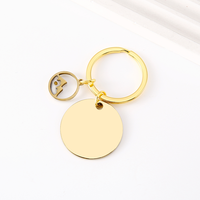 Ywyougang Porte-clés vintage en acier inoxydable gravable, avec disque 'Faith' en forme de grain de lin, motif dessin animé, breloque 'Belief Seed', accessoires de bijouterie DIY