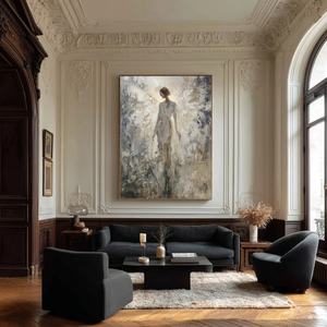 Peinture à l'huile sur toile faite à la main, peinture abstraite contemporaine beige, décoration d'entrée, art sur toile pour la maison et la galerie - Product Image 6