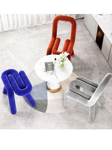 <span class=keywords><strong>Chaise</strong></span> de salle à manger en métal de <span class=keywords><strong>style</strong></span> <span class=keywords><strong>nordique</strong></span> avec revêtement en laine cachemire, fonction mobile, design minimaliste pour bureau et chambre - Product Image 5