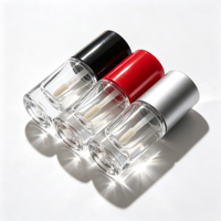 Vente en gros de tubes de gloss à lèvres ronds de 10 ml avec applicateur, boîte et logo, bouchon argenté, noir, rouge, flacon de gloss à lèvres