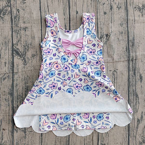 Pre-venta Trendyism Boutique: Vestido de yoga con estampado floral y volantes para niños, de Spandex/Algodón Orgánico, suave, al por mayor, ropa deportiva. - Product Image 2