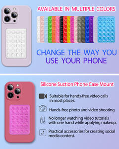 Support adhésif pour étui de téléphone à ventouse en silicone, support à prise forte mains libres pour selfies vidéos miroir douche - Product Image 3