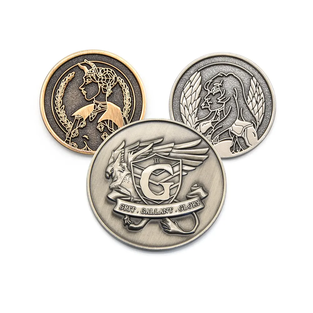 Moneta per schizzi a mano libera da collezione antica placcata in metallo 2D 3D personalizzata all'ingrosso