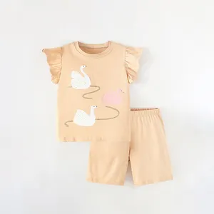 Customized Girls Clothing Sets For Skin Care Kids Cartoon Printed 100% Cotton Children clothing Summer Soft Cotton Kids Clothes