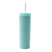 Gobelet isotherme réutilisable en acier inoxydable et plastique de 16 oz, à double paroi, avec paille, isolation thermique de 6 à 12 heures, écologique