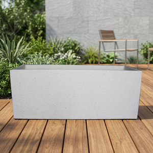 Maceta Rectangular Moderna de Lujo, Fabricada en Vietnam, de Alta Calidad, Blanca, de Cemento Terrazo, Ecológica, Duradera, con Orificio de Drenaje - Product Image 3