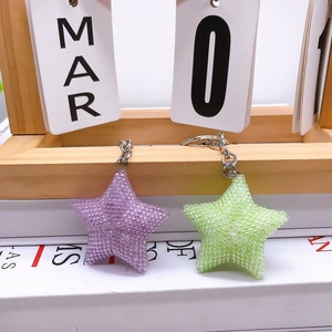 Dainty Women Handbag Charm Accessories Girls Bucket Bag Decoration Handmade Birthday Gift Tiny Seed Beads Cute <b>Star</b> Keychain - Product Image 1