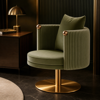 Chaise de salle à manger en velours pivotante à 360°, réglable en hauteur, dossier cannelé, base en laiton brossé, moderne, sur mesure