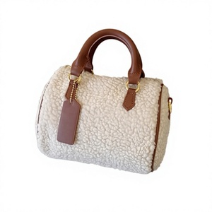 Bolso de Mano Vintage de Lana de Cordero, Color Sólido, Forma de Almohada, para Mujer, Estilo Casual, Versátil, de Alta Gama, con Cierre de Cremallera, para Principios de Otoño - Product Image 4