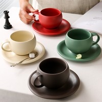 Ensemble de tasses à café en céramique mate de 300 ml et plateau, tasse à expresso en céramique pour restaurant, tasses à thé au lait avec soucoupes