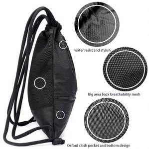 Oem Oxford Waterproof Bag Zipper Pocket Light <b>Backpack</b> Casual Sports Knapsack Black <b>Drawstring</b> <b>Backpack</b> Bag - Product Image 4