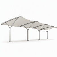 Structure de carport en membrane en forme de Y, à poteau unique, double cantilever, ondulée, imperméable, résistante aux UV, auvent de stationnement sur mesure