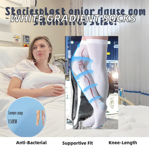 Calcetines de Compresión Blancos con Gradiente, 15-20 mmHg, Hasta el Muslo, Tubo Elástico, Anti-Trombosis, Antibacterianos, Medias de Punto Hasta la Rodilla - Product Image 2