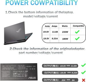 Chargeur 19.5V 11.8A 230W 6.0*3.7MM, adaptateur pour ordinateur portable et tablette, <span class=keywords><strong>alimentation</strong></span> pour ordinateur portable <span class=keywords><strong>ASUS</strong></span> ROG GM501GS GX501 GX501VI-XS75 ADP-230GB - Product Image 5