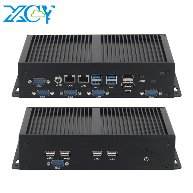 12V Industrial Mini PC Intel Core I3 I5 I7 Processor 6 RS232 COM Dual LAN HDMI DP LVDS Display Linux Fanless Micro Computer