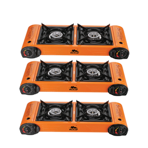 Fornello a Gas Portatile Hoppy Home a 2 Fuochi per Campeggio all'Aperto, Facile da Usare, Sicuro, Personalizzabile, Ecologico, in Ferro, Certificato CE, Modello Pyramid Hilltop - Product Image 4