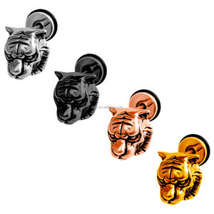 Acier inoxydable Punk <span class=keywords><strong>Piercing</strong></span> Boucle D'<span class=keywords><strong>oreille</strong></span> Unisexe Corps Bijoux Tigre Conception <span class=keywords><strong>Faux</strong></span> Tunnel D'<span class=keywords><strong>oreille</strong></span> - Product Image 5