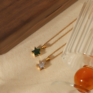 Collar con Colgante de Estrella, Acero Inoxidable, Chapado en Oro de 18k, con Engaste de Bisel, Cadena para Clavícula, Joyería de Regalo - Product Image 3