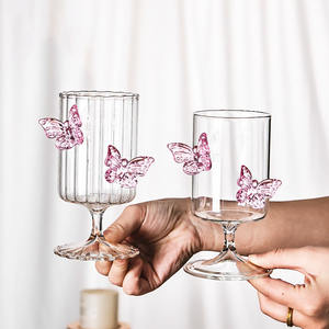 Copas de vino tinto cuadradas de mariposa sopladas a mano personalizadas, copa de vino de cristal de tallo largo, copa de champán para boda - Product Image 4