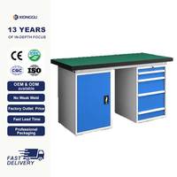 Banc de travail industriel avec armoire à porte verrouillable, table en acier multi-tiroirs pour station d'expédition en entrepôt
