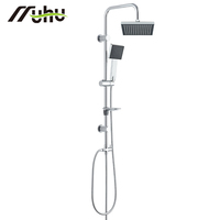 Ensemble de douche pluie en acier inoxydable en gros, colonne ronde avec pommeau de douche haute pression à économie d'eau et tuyau flexible