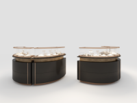 Vitrine de comptoir en verre trempé sur mesure avec éclairage LED pour boutique de bijoux, présentoir de vente au détail écologique