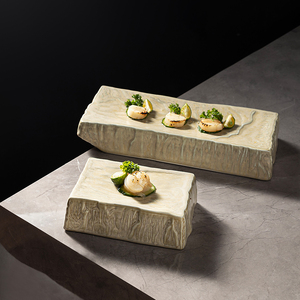 Ristorante indiano giapponese unico creatività piatto cibo Dessert piatti da Buffet roccia gialla prova piatto di Sushi rettangolare - Product Image 1