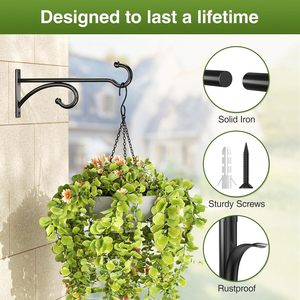 Supports de plantes en fer pour usage extérieur et intérieur, crochets pour pots de fleurs, paniers de plantes muraux, carillons éoliens, mangeoires à oiseaux, lanternes, nichoirs pour oiseaux - Product Image 4