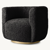 Fauteuil barillet moderne pour salon avec revêtement en peau de mouton, base métallique durable, design pivotant pour usage de loisirs dans les hôtels et appartements