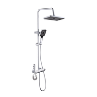 Système de douche en aluminium chromé avec touches de piano, mitigeur céramique chaud/froid et douchette à main pour salle de bain d'hôtel, appartement, villa