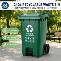 Poubelle à pédale extérieure en plastique grande capacité 240L avec logo personnalisé, deux roues