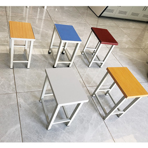 Steel <b>Square</b> Stool YY-FD720 Wooden Top School Student Workshop Chair Durable Heavy Duty Furniture - Product Image 1