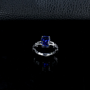 S925 <b>Sterling</b> <b>Silver</b> Round Brilliant Cut Lab-Grown Sapphire Classic Wedding <b>Ring</b> with Prong Setting High Quality Gemstone - Product Image 2
