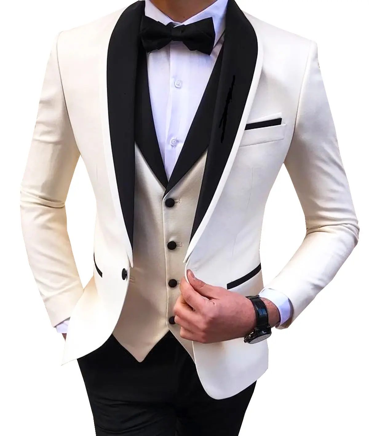 3-teiliger formeller anzug Mantel Weste Abschlussball-Hose Smoking Hochzeit Trauzeugen Blazer-Anzug Smoking-Set regulärer Schal-Reifenschürzen solide Herren