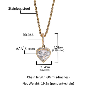 Collar de Corazón Rosa de Moda con Cristal, Colgante de Circonita Cúbica Completa, Collar de Corazón Vintage, Joyería de Piedras Preciosas para Mujer - Product Image 6