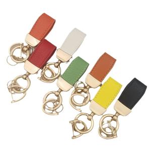 Porte-clés de voiture en cuir véritable de luxe, couleur unie, accessoires de voiture et mousquetons promotionnels, cadeau idéal - Product Image 3