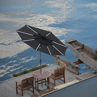 Parasol de jardin moderne Milan avec éclairage LED solaire, cadre en aluminium, pour cour, salle de sport, hôtel