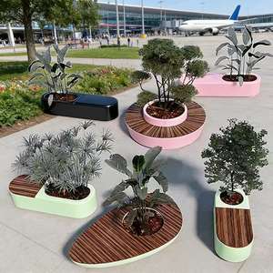 Banc-jardinière moderne B63 en GRC et FRP avec sièges pour centres commerciaux, parcs, jardins et présentation de plantes artificielles - Product Image 3