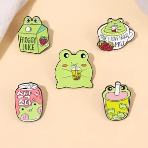 Kushan supplier made custom lapel pin cartoon cute brooches badge frog design enamel pin