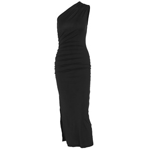 Robe décontractée sexy verte à une épaule, jolies robes d'été sexy pour femmes, robes maxi - Product Image 3