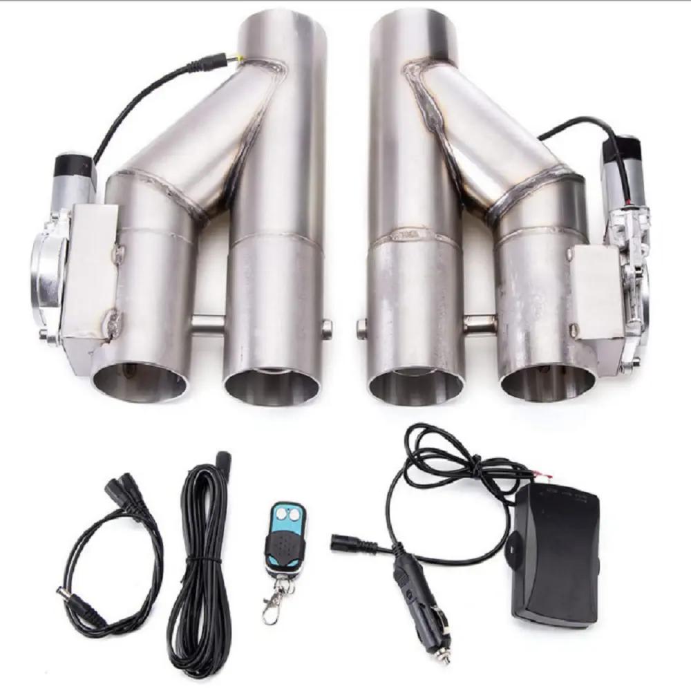 Universal 2.5'' 3" Double Valve Electric Exhaust Cut Out Valve Exhaust Pipe Muffler Kit with Wireless Remote Control 2pcs Set