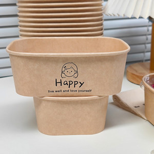 Rectangular Kraft Paper Disposable Lunch Box 750ml <b>Microwave</b> Safe Takeout Packaging For Picnics Camping Fruit Salad - Product Image 1
