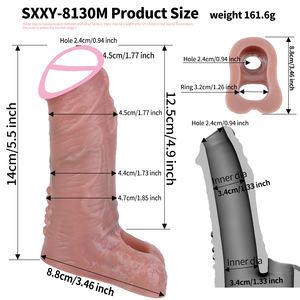 SXXY manchon d'agrandissement du pénis masculin de la peau réutilisable manchon de pénis de haute qualité pour les hommes anneau de verrouillage du <span class=keywords><strong>sperme</strong></span> pour retarder l'éjaculation - Product Image 4