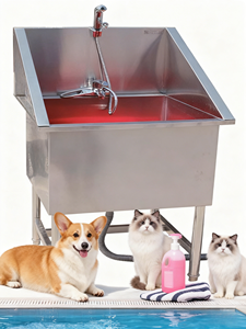 Stazione di Lavaggio per Animali Domestici in Acciaio Inox Regolabile e Antiscivolo per Cliniche Veterinarie, Negozi di Toelettatura e Cura Domestica - Product Image 2