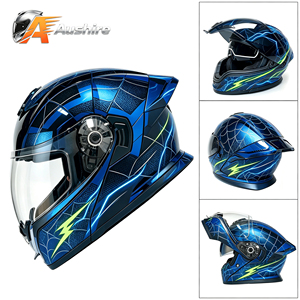Casque de moto intégral DOT Flip Up Style, coque ABS, double visière, fixation rapide, design Cyberpunk, casque de course moto - Product Image 1