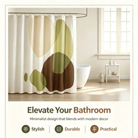 Rideau de Douche Abstrait Style Mid-Century Moderne en Tissu Imperméable, Décoration Géométrique pour Salle de Bain 180*180cm, Écologique et Séchage Rapide, Vente en Gros