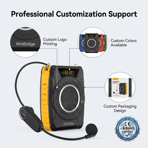 WinBridge M801 UHF Wireless 20W Waterproof Voice Amplifier Portable <strong>Speaker</strong> Megaphone for Classroom Teaching Tour <strong>Guide</strong>